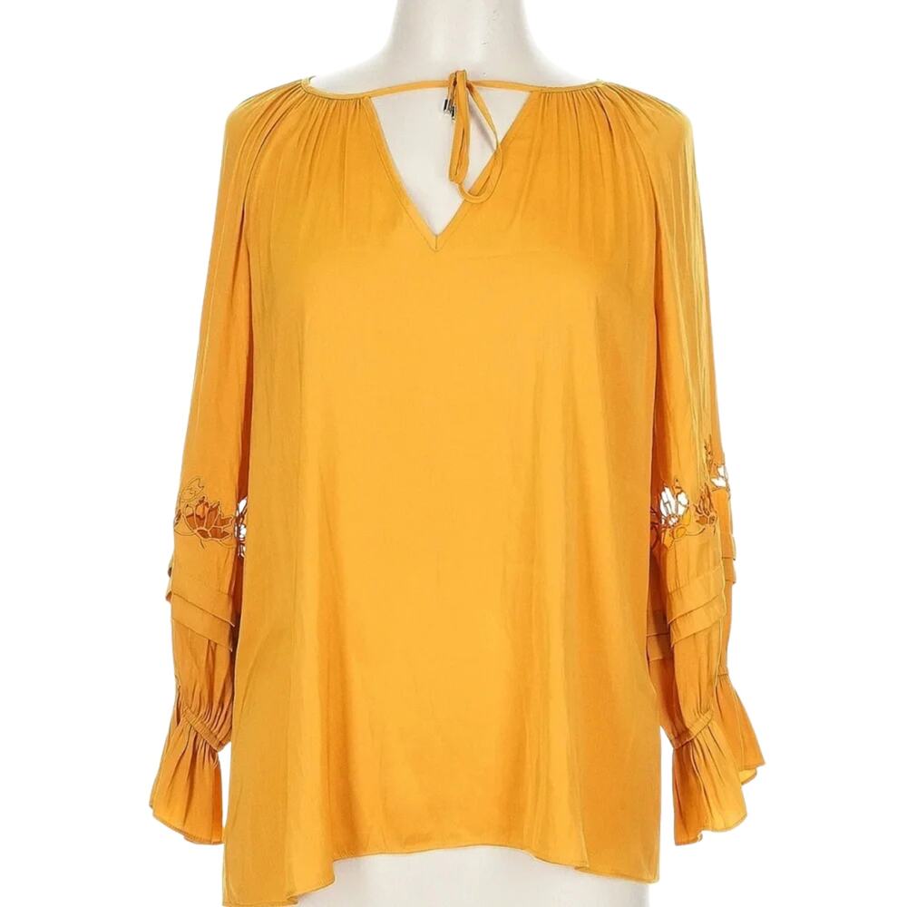 White House Black Market Women's Yellow Blouse Sz M - Picture 1 of 9